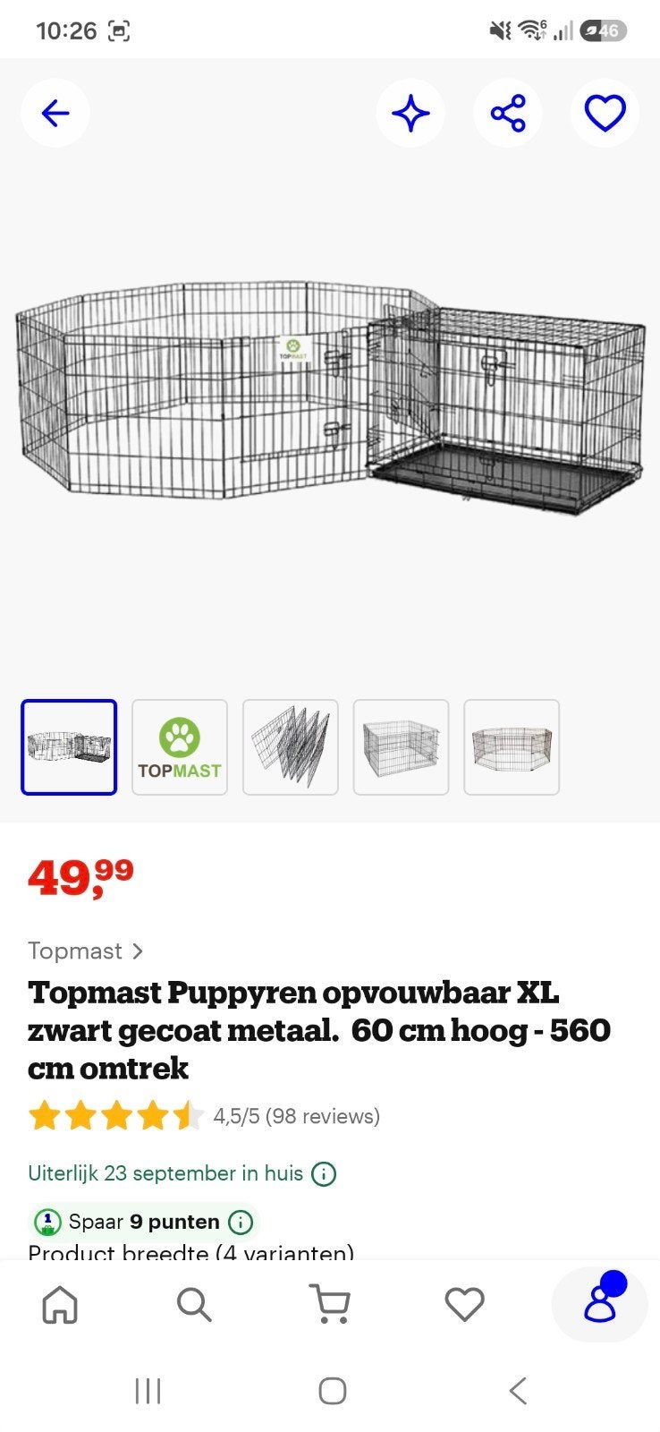 Puppy Ren ZGN, Dieren en Toebehoren, Topmast, Ophalen, Zo goed als nieuw, Overige typen
