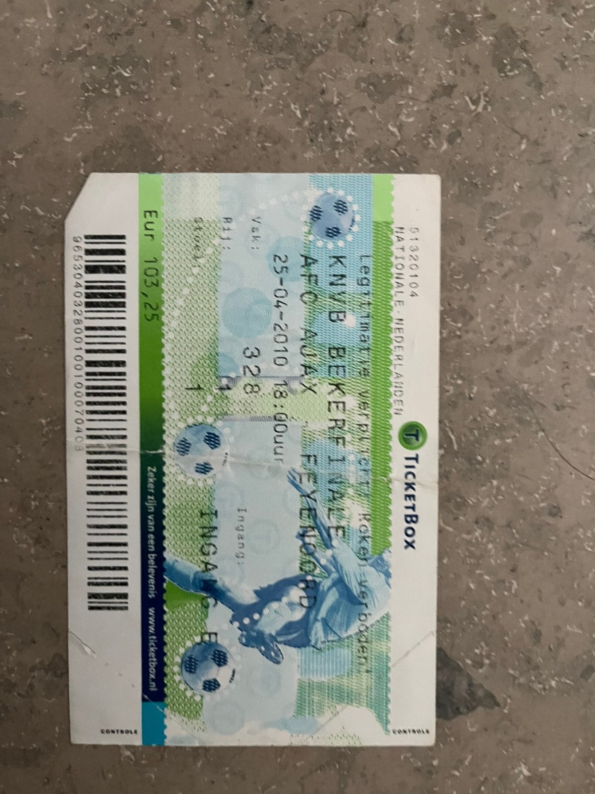 TICKET BEKERFINALE 2010 AJAX-FEYENOORD, Ophalen of Verzenden, Zo goed als nieuw, Ajax, Overige typen