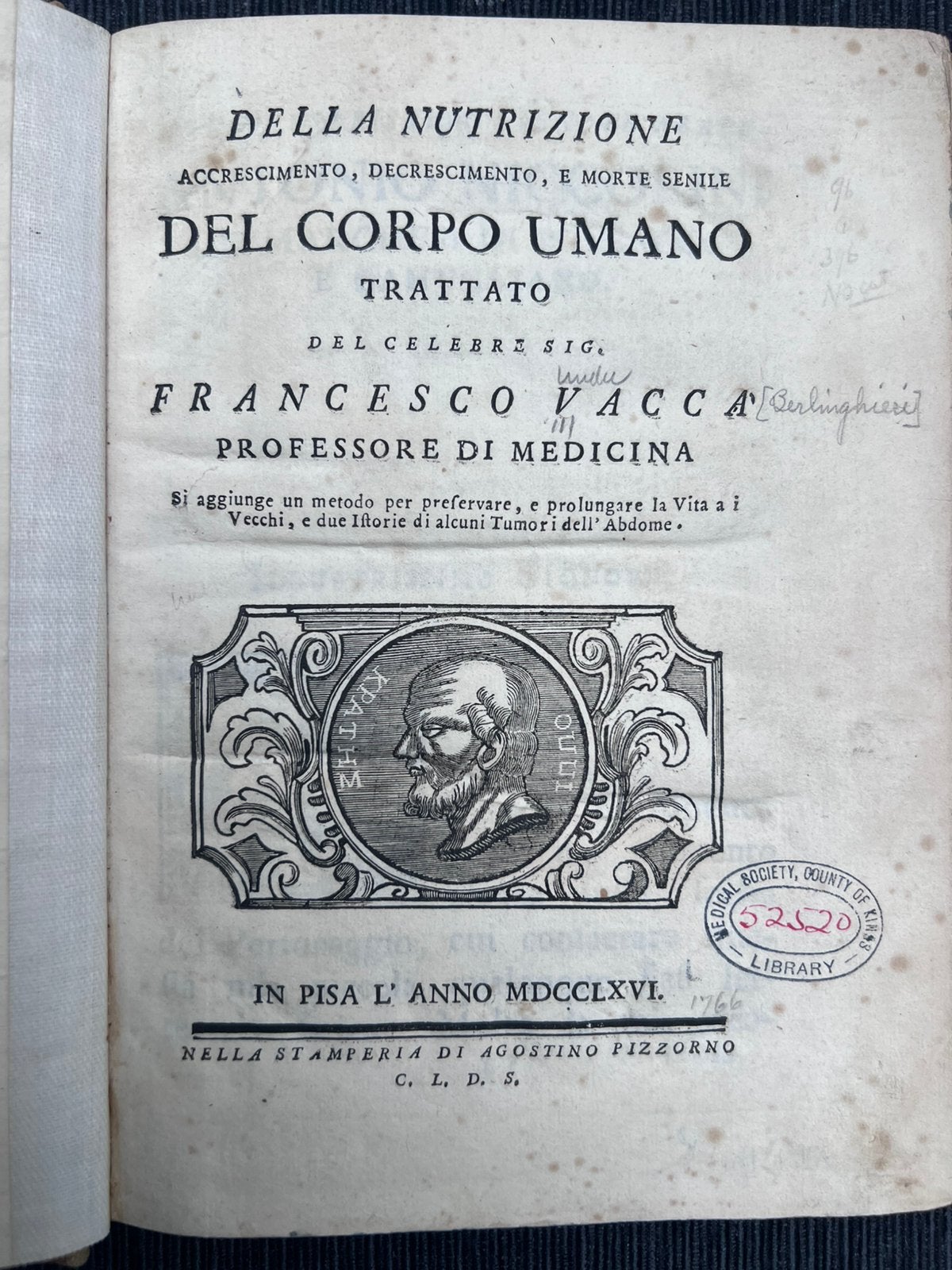 Zeldzaam 1762 – Della Nutrizione - Eerste druk, Ophalen of Verzenden