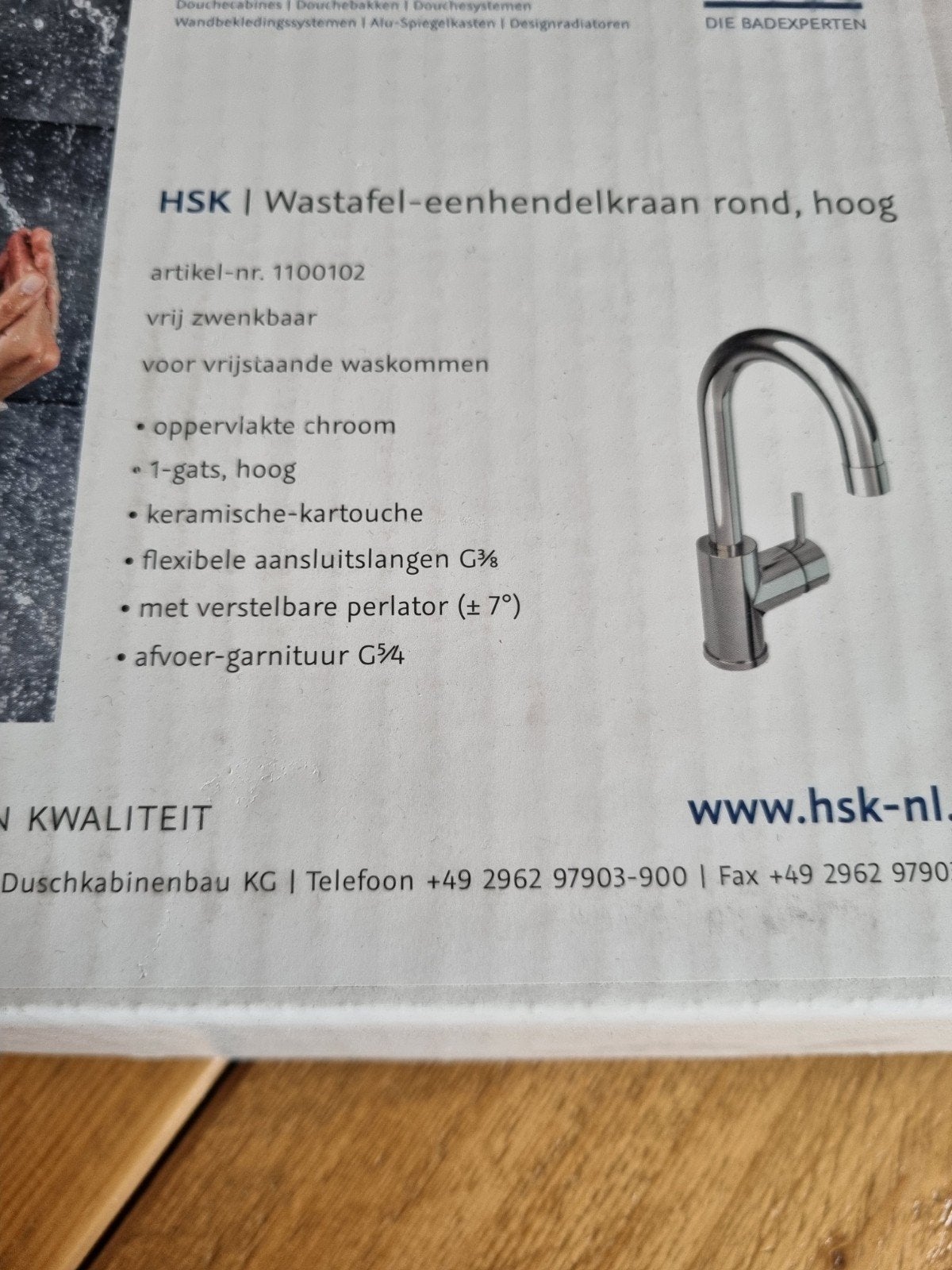 HSK Wastafel-eenhendelkraan rond, hoog - Chroom, Ophalen of Verzenden, Nieuw