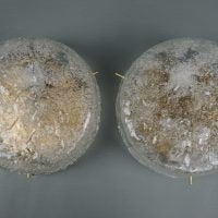 Set van twee vintage plafonnières gemaakt van ijsglas, Ophalen, ., Vintage, Zo goed als nieuw