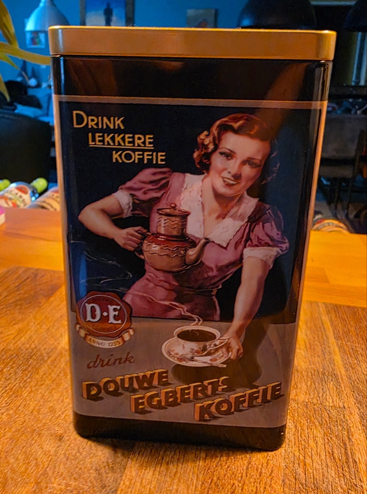 Vintage Douwe Egberts Koffieblik - Drink Lekkere Koffie, Ophalen of Verzenden