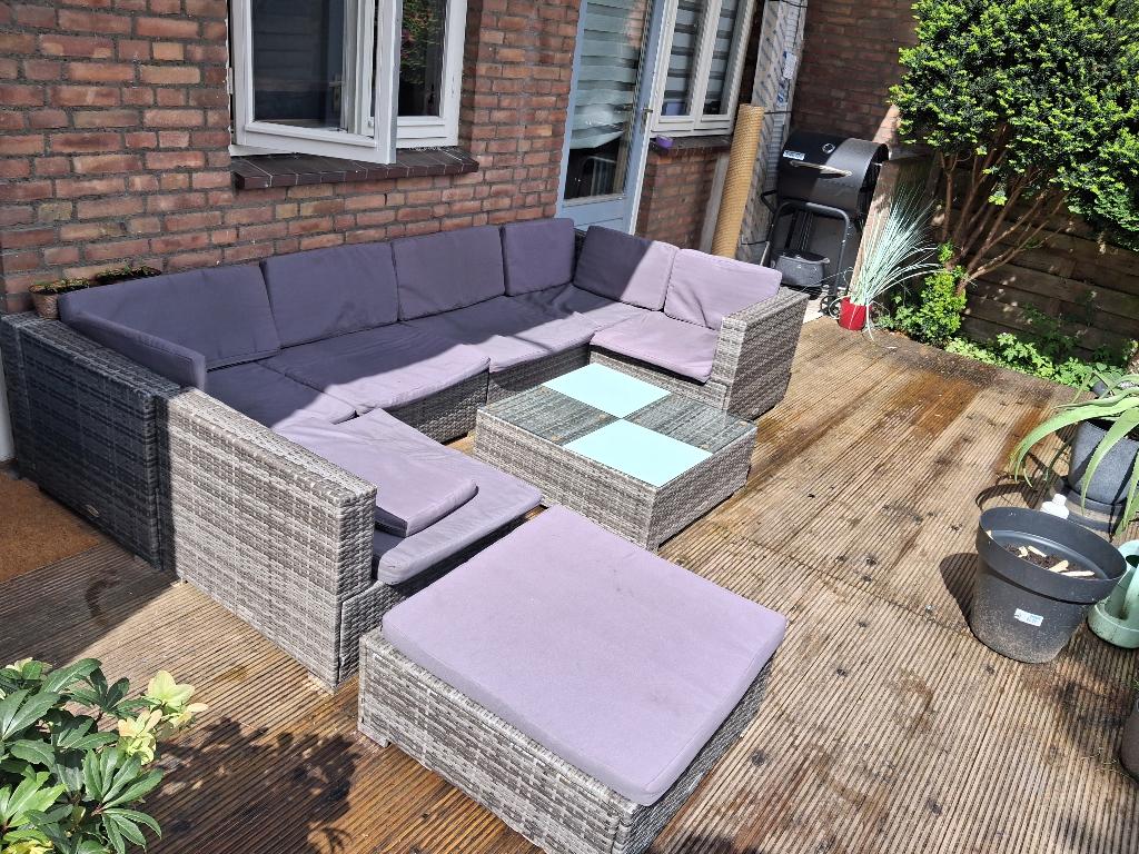 Tuinbankset, Ophalen, Kunststof, 6 zitplaatsen, Bank
