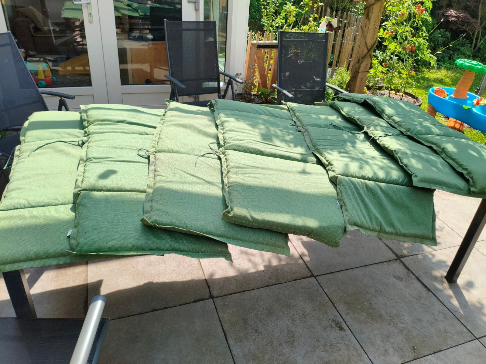 Livarno Tuinstoelkussens groen - 7 stuks tuinkussen, Ophalen, Zo goed als nieuw