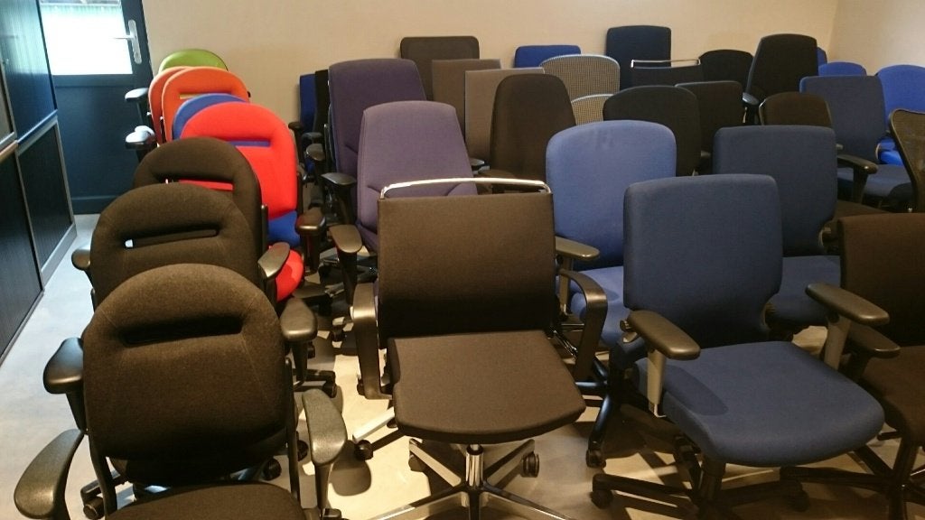Hoge werk( stuurs)stoel met voetring, Ophalen, Gebruikt, -, Zwart