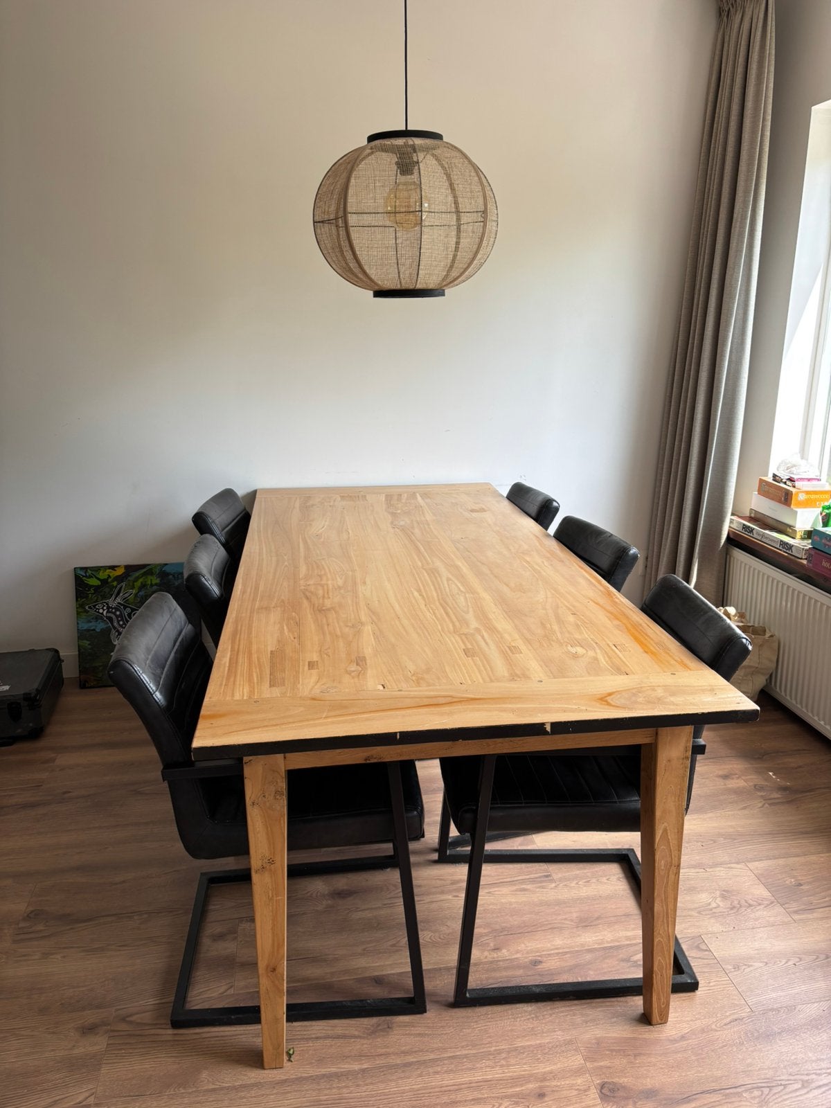 Eettafel met zes stoelen - gratis, Ophalen, Gebruikt, 200 cm of meer, 50 tot 100 cm
