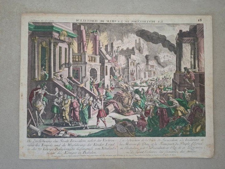 18e-eeuwse Opticaprent: Die Zerstöring der stadt Jerusalem, Ophalen of Verzenden