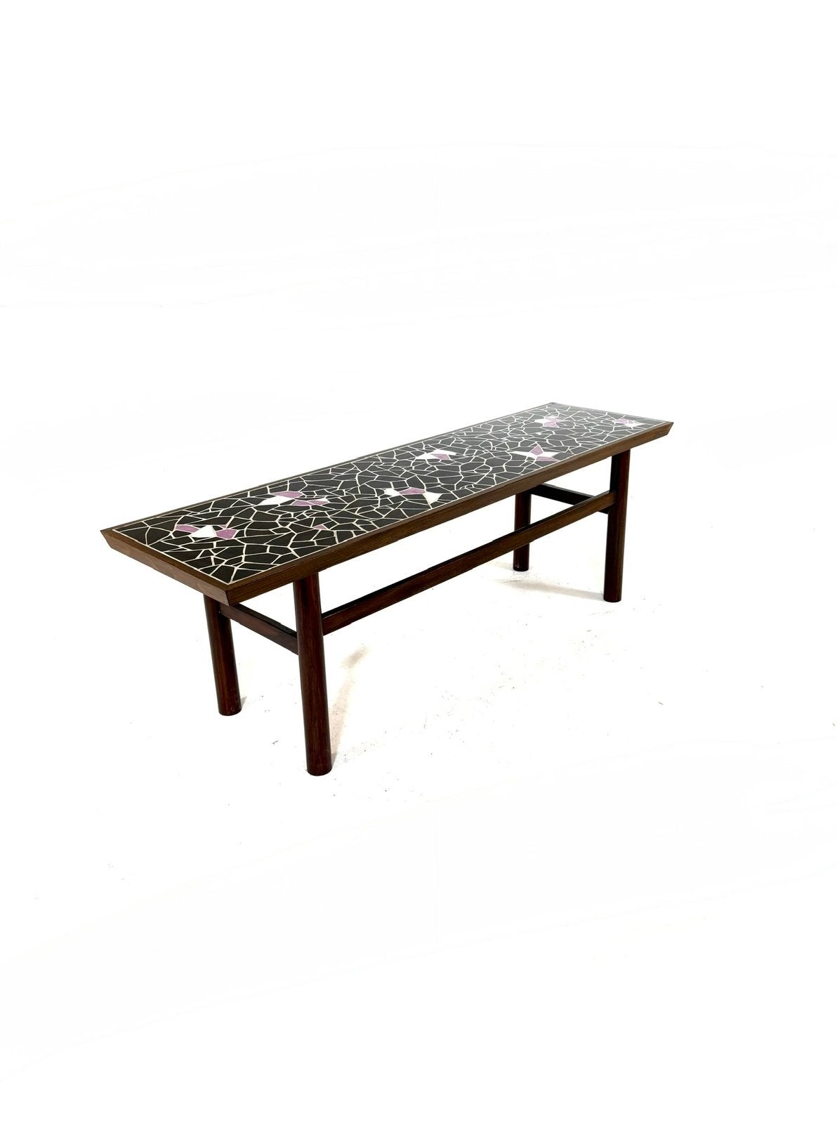 Vintage mozaiëk salontafel, Duitsland ‘60, Huis en Inrichting, Tafels | Salontafels, Minder dan 50 cm, 100 tot 150 cm, Vintage retro buisframe design rotan webbing papercord deens