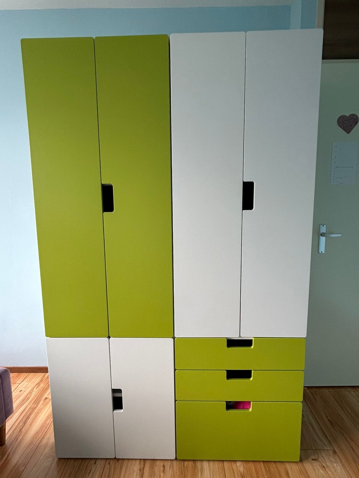 Stuva (garderobe) Kast wit/groen, Ophalen, Gebruikt, 50 tot 70 cm, 105 cm of meer