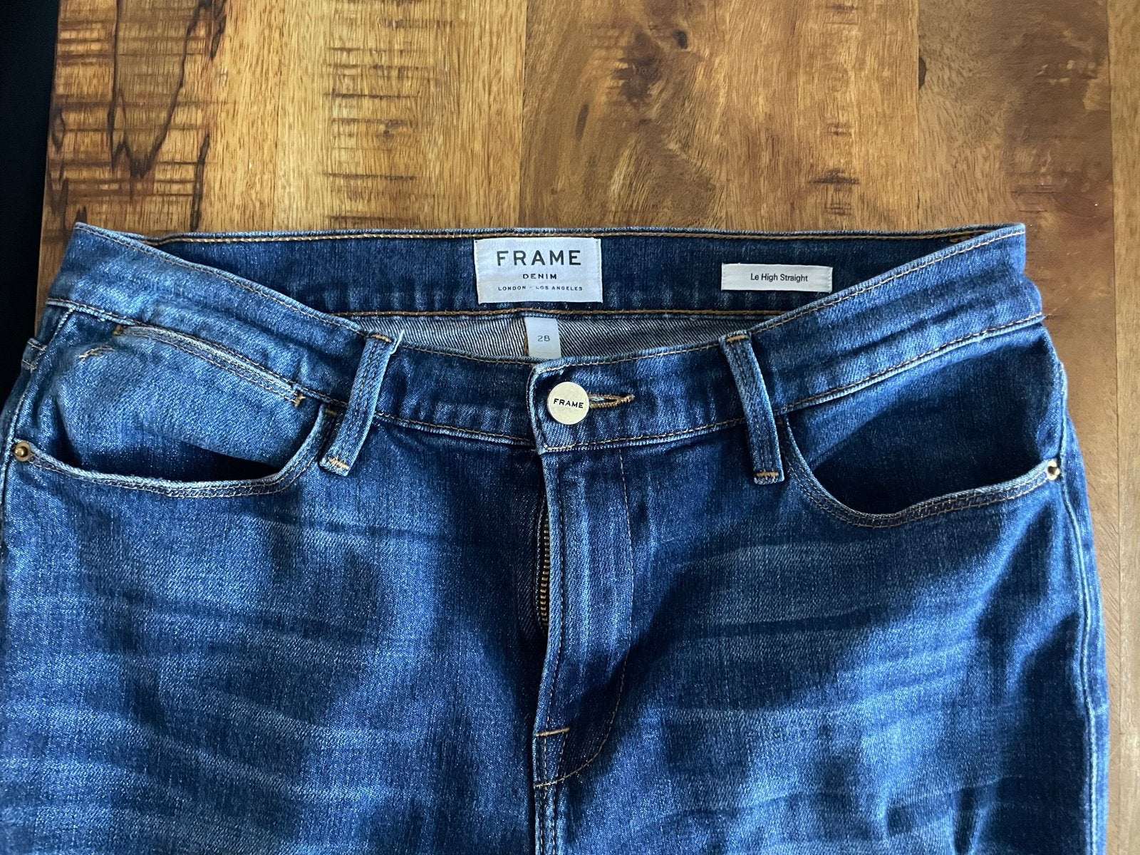 Frame Denim Le High Straight Jeans - W28, Kleding | Dames, Ophalen of Verzenden, Zo goed als nieuw, Blauw, W28 - W29 (confectie 36)