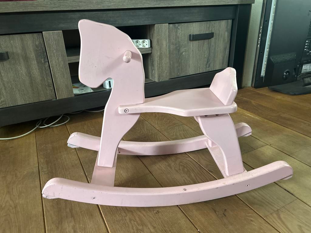 Houten hobbelpaard roze, Ophalen, Gebruikt