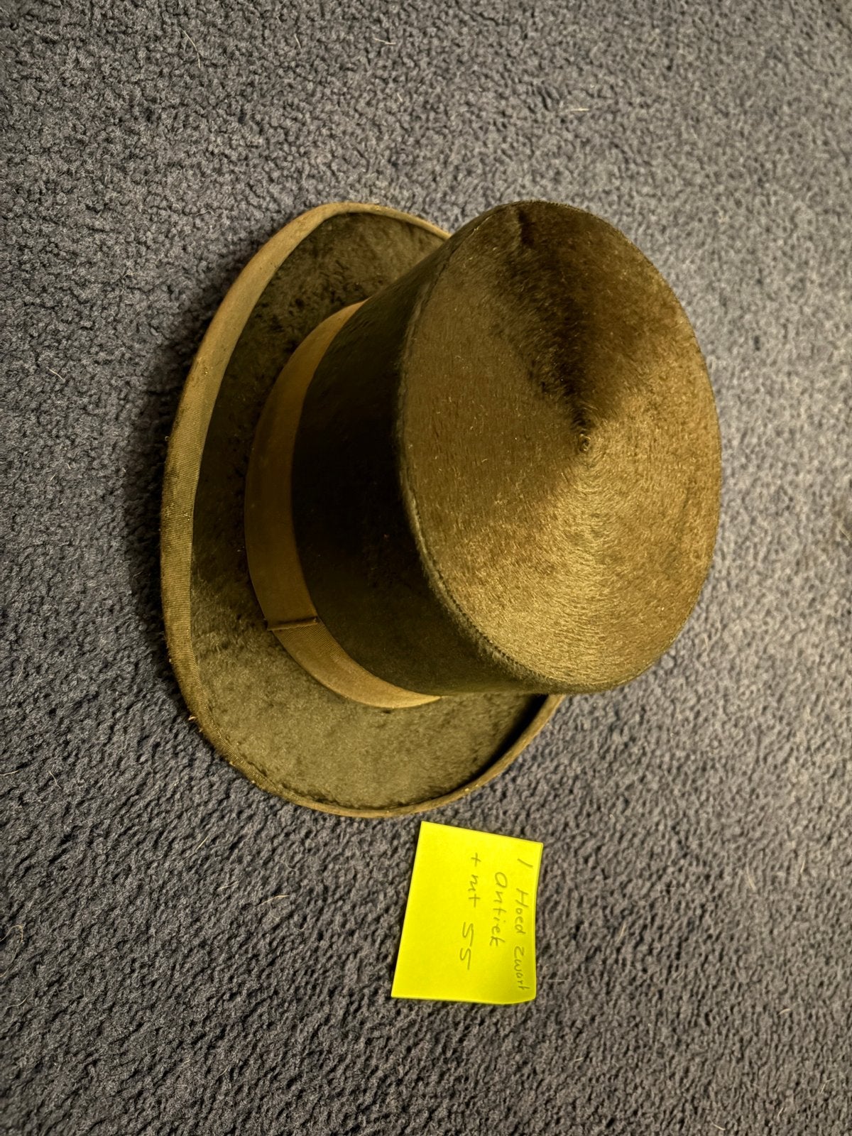 Antieke zwarte hoge hoed / cilinderhoed-maat ca. 55, Ophalen of Verzenden, Gedragen, 55 cm (S, 6⅞ inch) of minder, Hoed