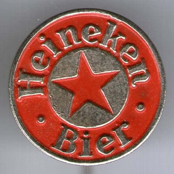 Heineken bier rood op zilverkl speldje ( N_156a), Verzamelen, Verzenden, Zo goed als nieuw, Merk, Speldje of Pin