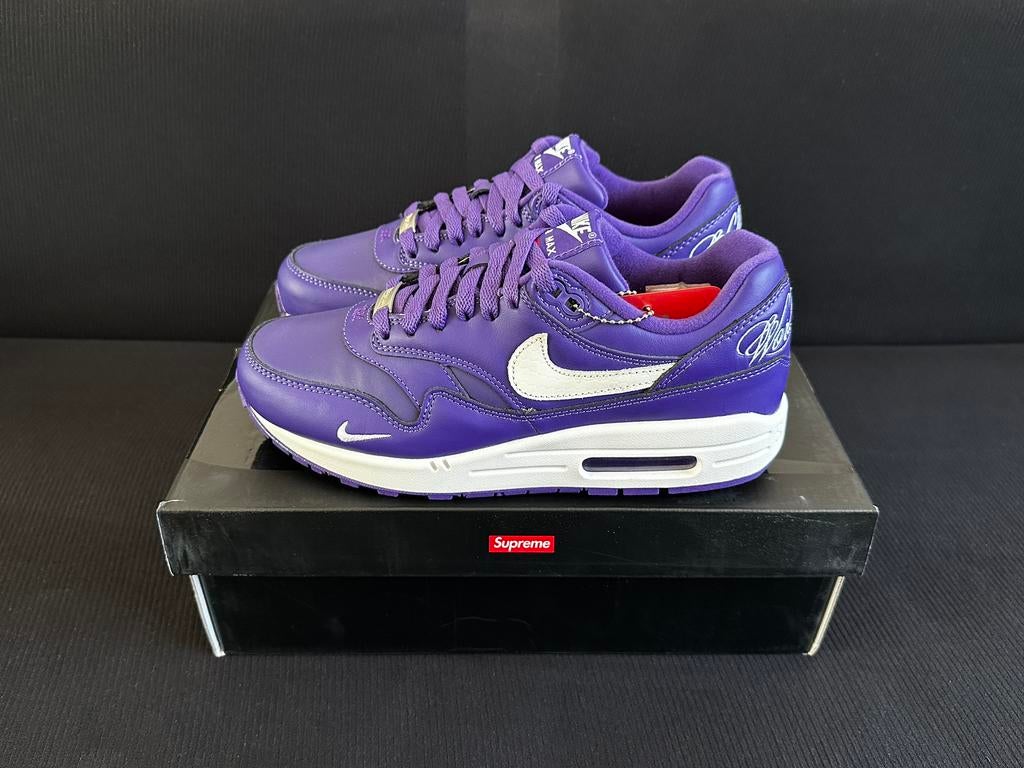 Supreme x Nike Air Max 1 / “Varisty Purple” / Maat 41, Overige kleuren, Nieuw, Ophalen of Verzenden, Sneakers of Gympen