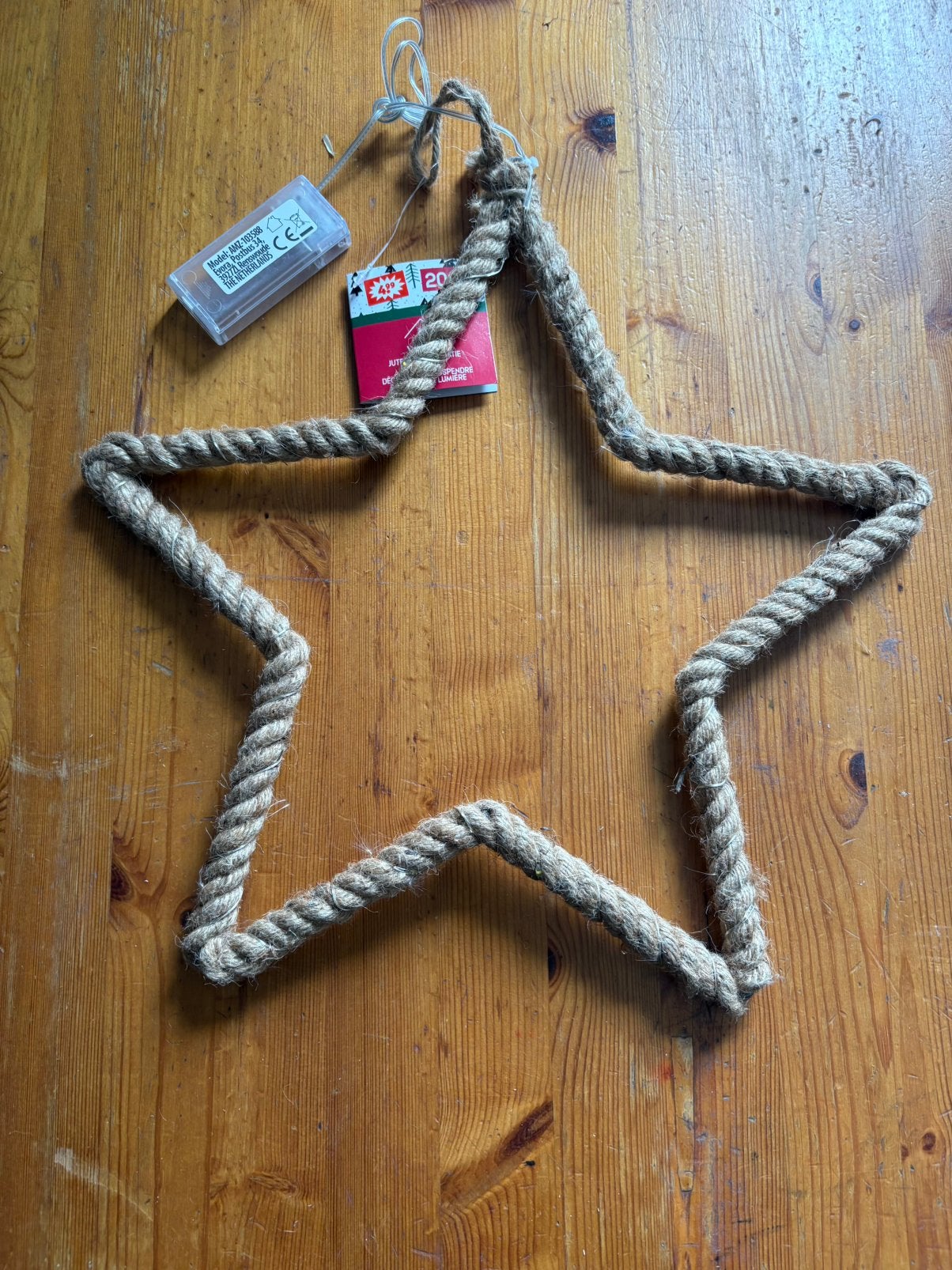 4x jute Ster 35cm met verlichting nieuw Kerst hobby workshop, Ophalen of Verzenden, Nieuw