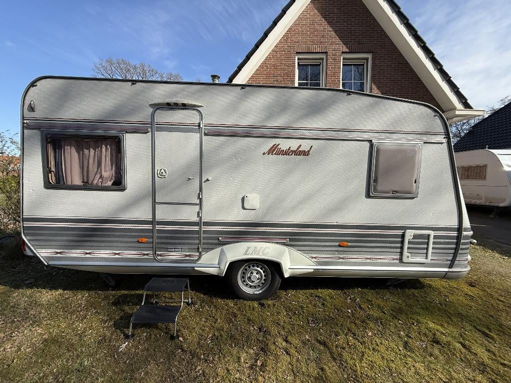 LMC Munsterland 490K1 Frans bed Airco 2002, Rondzit, 4 tot 5 meter, Vast bed, LMC en Münsterland