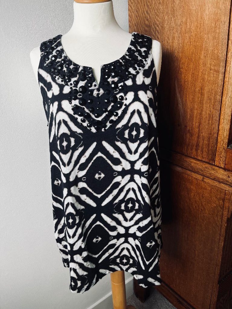 Z.G.A.N. Samoon top , zwart wit dessin met gitten, Kleding | Dames, Zwart, Zo goed als nieuw, Samoon, Shirt of Top