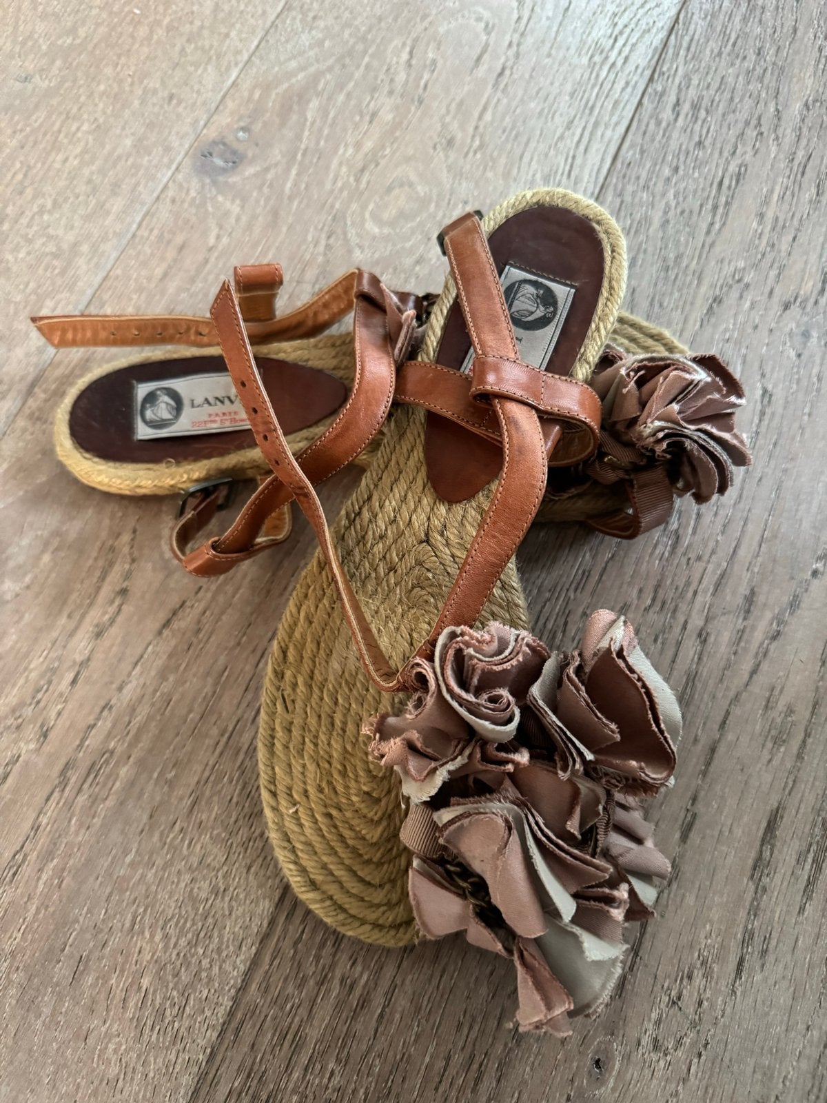 Lanvin sandalen maat 38, Ophalen of Verzenden, Gedragen, Bruin, Sandalen of Muiltjes