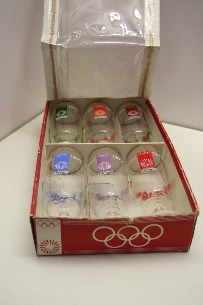 Glazenset Olympia München/Kiel 1972.Set van 6 stuks in doos, Ophalen