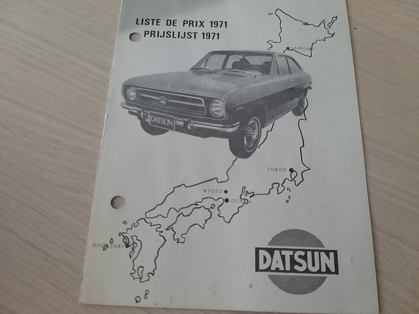 1971 Datsun prijslijst Datsun 1600SSS 1400 1200 izgst, Ophalen of Verzenden, Overige merken