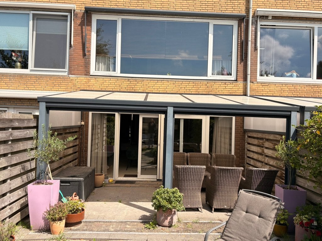 Greenline overkapping antraciet 5M breed x 3 M hoog, Ophalen, Gebruikt, Veranda