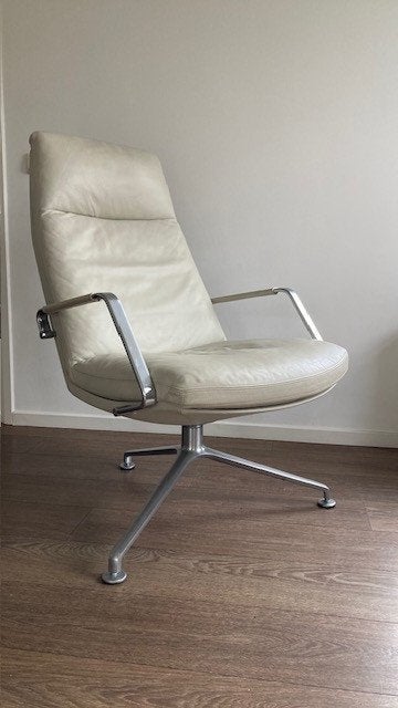 Knoll Fabricius en Kastholm FK 86 fauteuil, roomwit leder, Minder dan 75 cm, Design, Ophalen of Verzenden, Zo goed als nieuw
