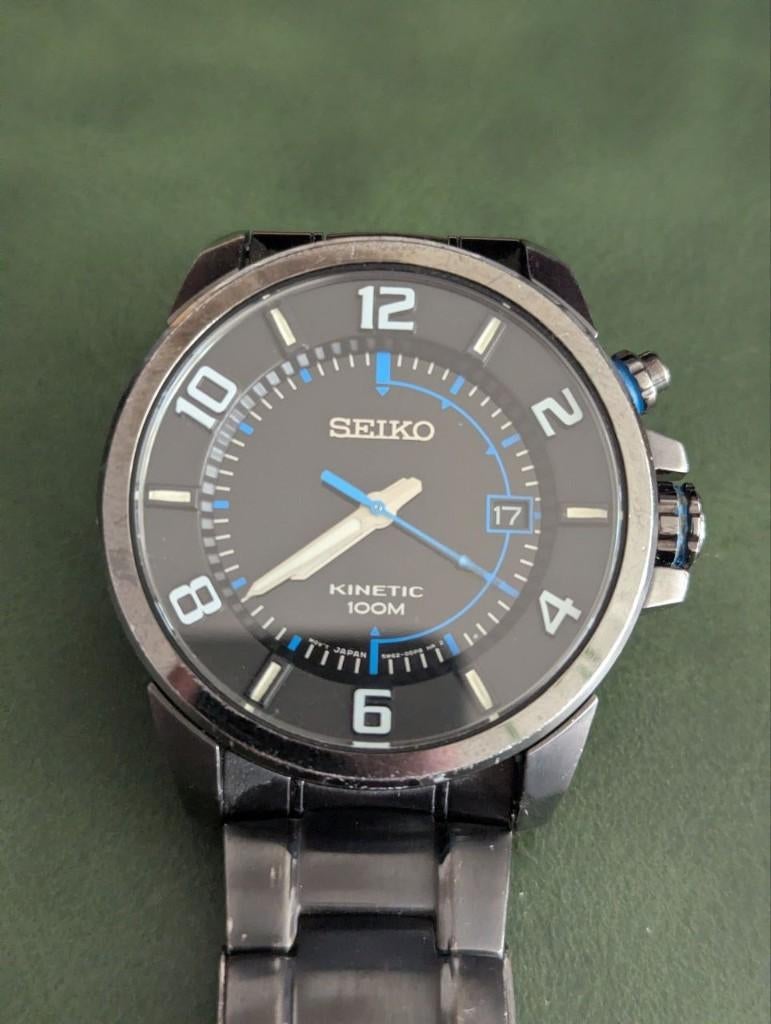 Seiko Kinetic SKA555, Gebruikt, Staal, Polshorloge, Ophalen of Verzenden
