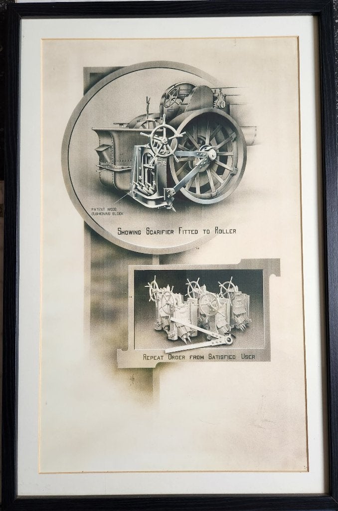 print van tekening Stoomwals, Antiek en Kunst, Ophalen of Verzenden, Print, Print/reproductie, Met ophangsysteem