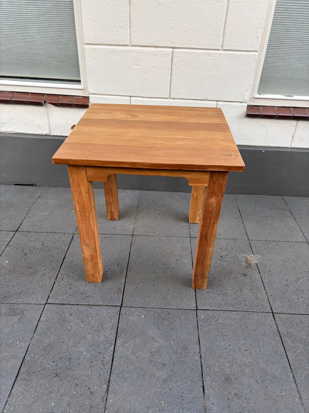 Massief Teak Houten Eettafel - Vierkant 80x80 cm, Ophalen, Gebruikt, 50 tot 100 cm, Stoer teak