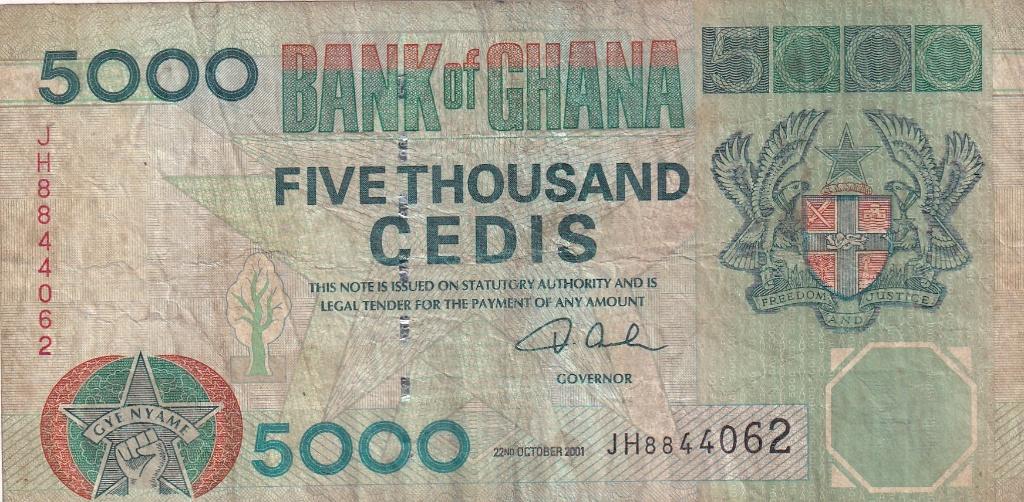 Ghana 5000 cedis 22-10-2001, Verzenden, Overige landen, Los biljet
