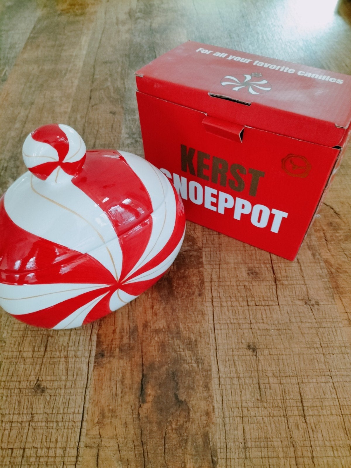 Kerst Snoeppot Rood/Wit - Nieuw in Doos, Overige stijlen, Ophalen of Verzenden, Zo goed als nieuw, Rood