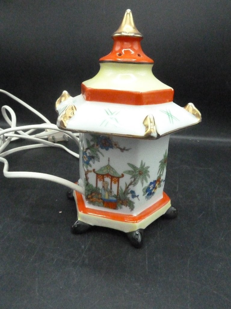 Vintage porseleinen parfumlampje Chinese pagode 1950/60, Ophalen of Verzenden