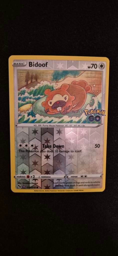 Bidoof Ditto #59 Pokémon GO Kaart - Peel-off onthulling, Ophalen of Verzenden