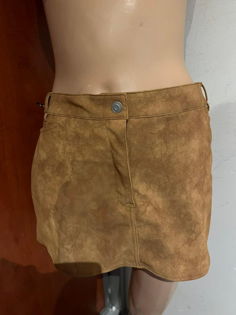 MONKI rok maat L nep suède nieuw met kaartjes, Bruin, R, G, Maat 42/44 (L)