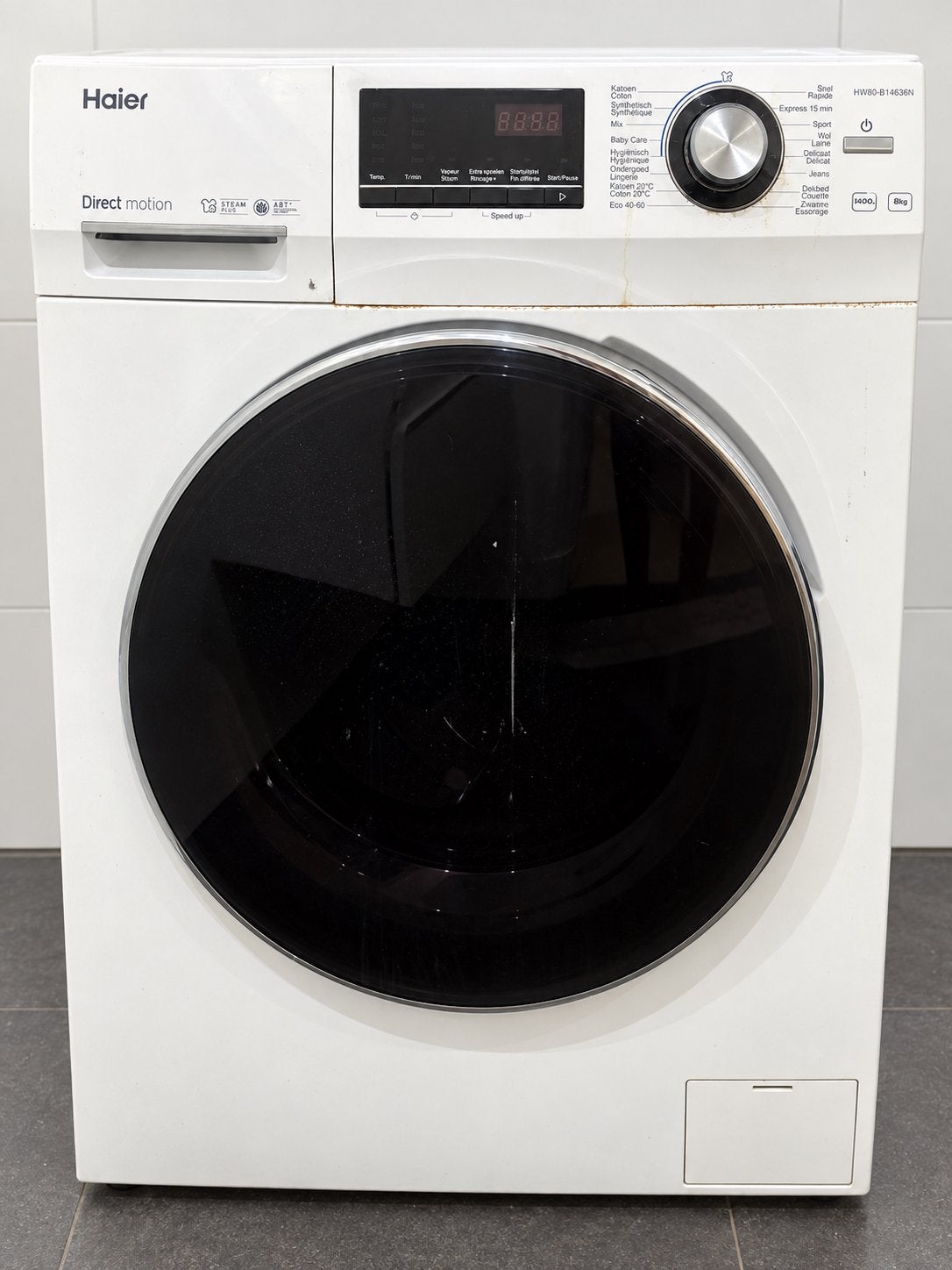 Haier wasmachine 8 kg – 1400 toeren – Direct Motion, Ophalen, Gebruikt, 85 tot 90 cm
