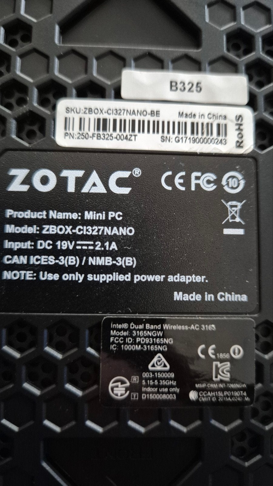 Zotac ZBOX-CI327NANO, Gebruikt, 8 GB, Ophalen of Verzenden, Zotac