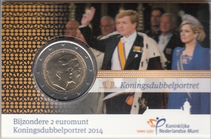 Nederland 2 euro Dubbelportret 2014 in coincard met boekje, Postzegels en Munten, Munten | Nederland, Ophalen of Verzenden, Koningin Beatrix