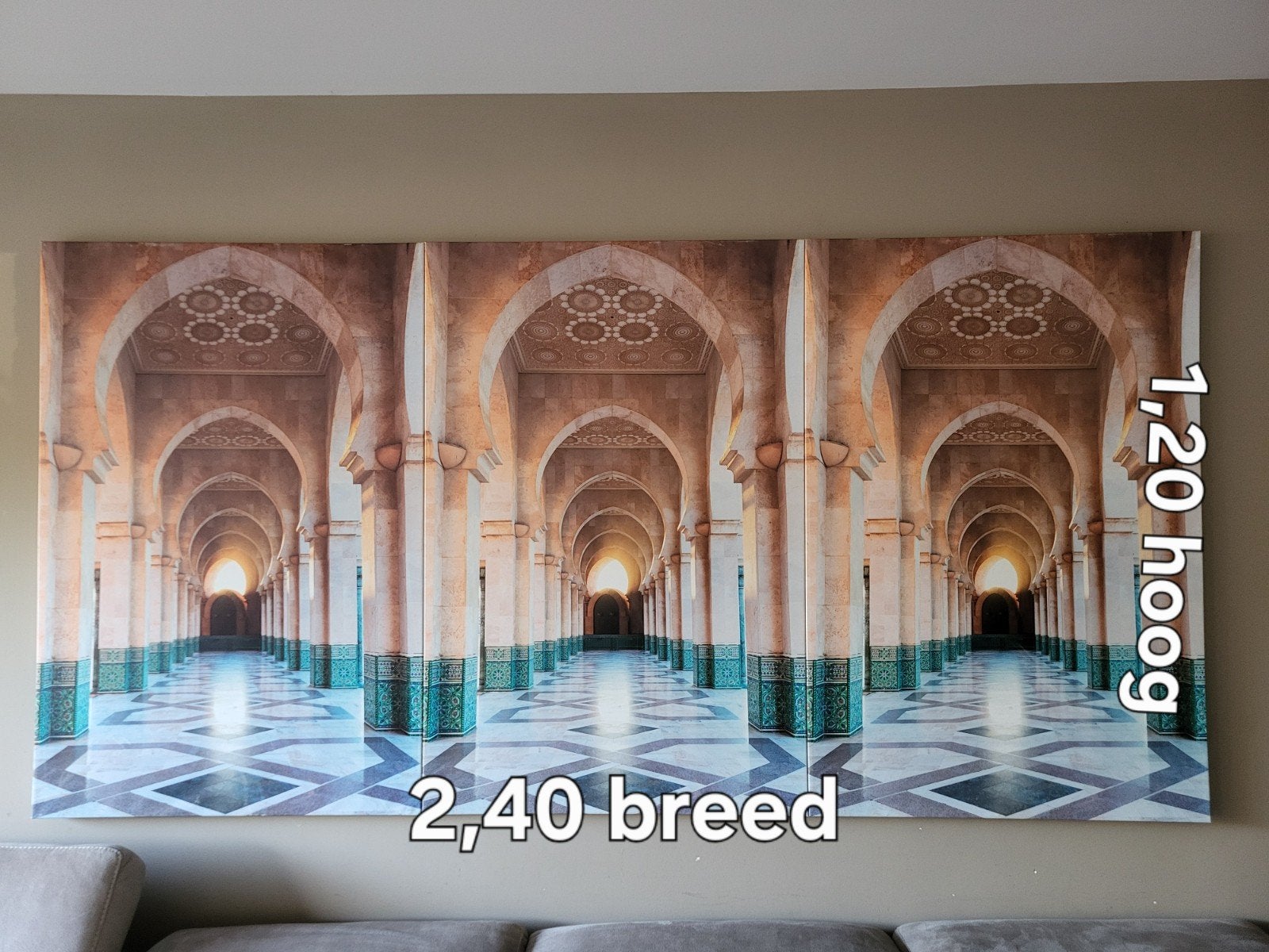 Groot schilderij 240x120cm met gang van bogen, Ophalen, Overig onderwerp, Op houten frame, Print