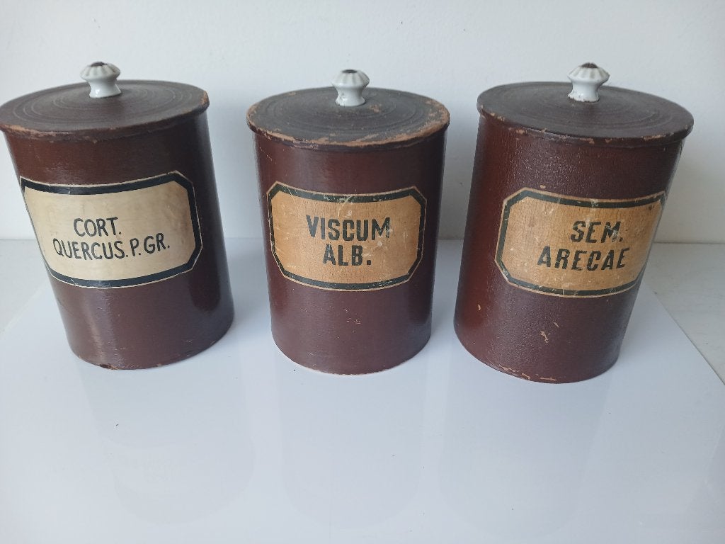 3 oude kruidenpotten plm. 1880-1900 ca. 16 cm hoog, Verzenden