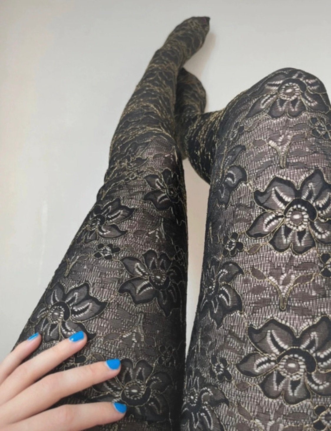 Calzedonia legging/panty, S/M. Kant lace goud festival party, Legging, Maat 36/38 (S), Verzenden, Zwart