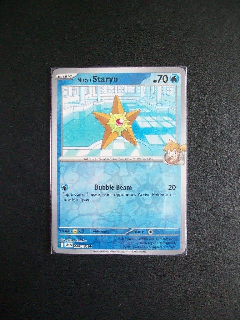 2748. Nieuwe Pokemon Kaart Holofoil Misty's STARYU (046/182), Verzenden, Nieuw, Losse kaart, Foil