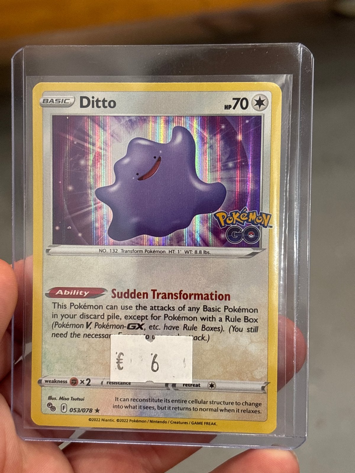 Pokémon TCG: Ditto (053/078) Pokémon GO Set, Ophalen of Verzenden, Zo goed als nieuw, Losse kaart, Foil