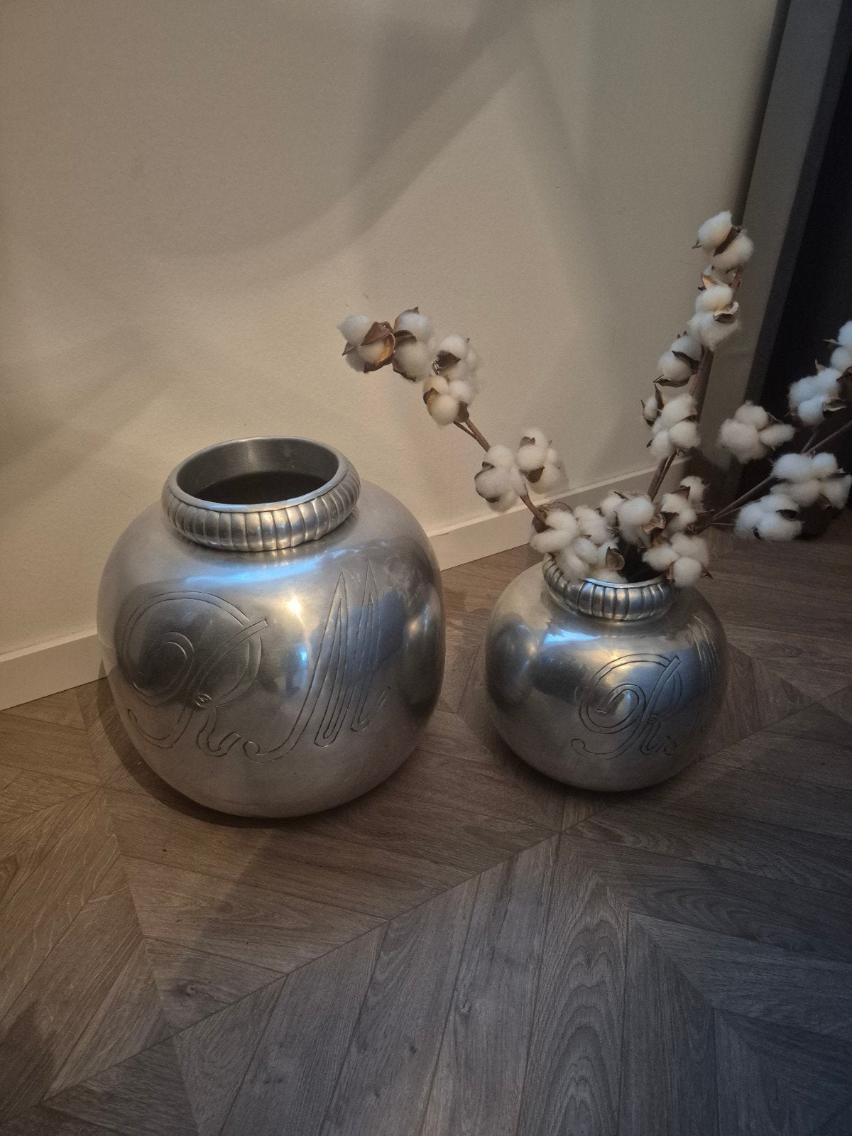 Riviera Maison Fairytail vaas - Set van 2, Huis en Inrichting, Ophalen of Verzenden, Gebruikt, Geschikt voor droogbloemen, Metaal