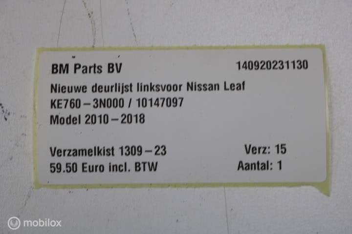 Foto 5 van Nieuwe deurlijst linksvoor Nissan Leaf 10147097