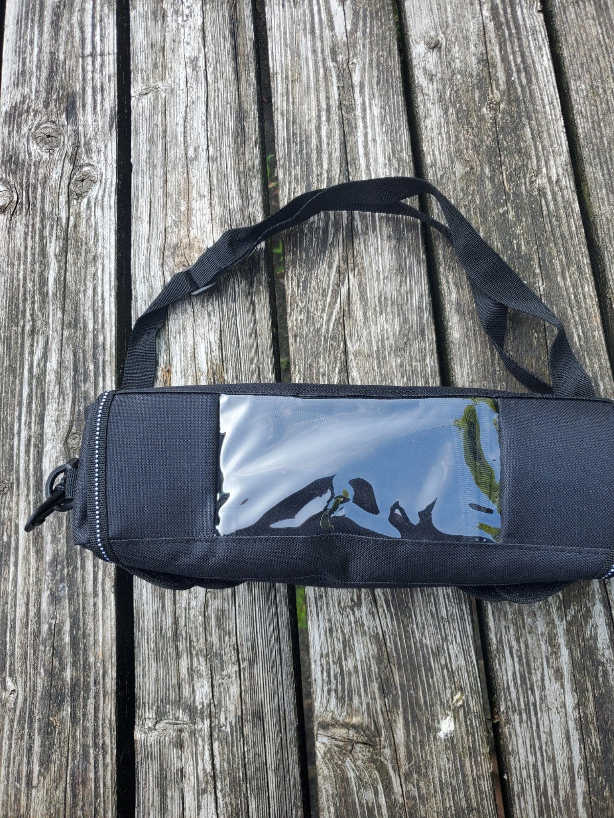 Zwarte stuurtas met telefoonhouder - 32 cm, Ophalen of Verzenden, Gebruikt, Onbekend