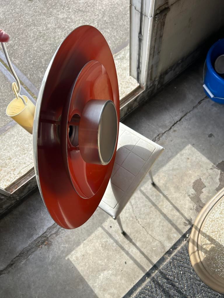 Vintage Deense schalenlamp - Oranje, Huis en Inrichting, Lampen | Hanglampen, Gebruikt, Scandinavisch, Vintage, Ophalen of Verzenden