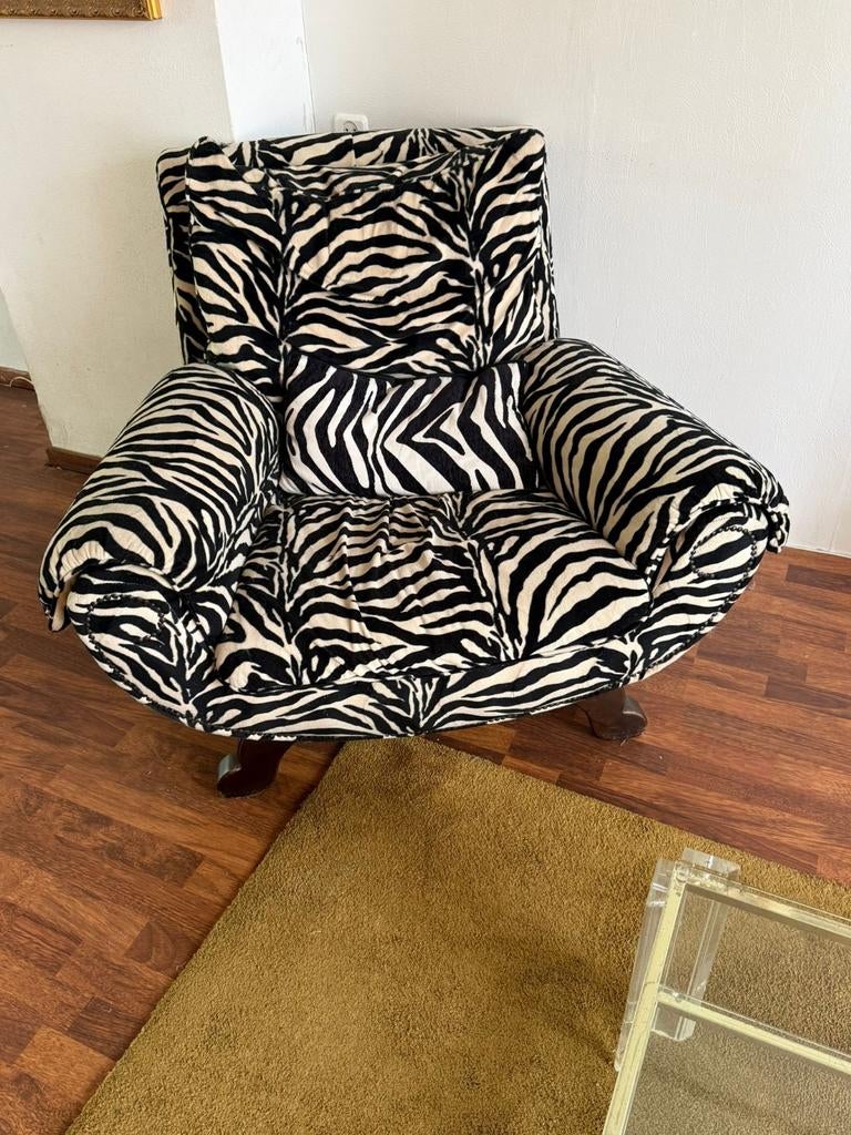 Zebra fauteuil in zeer goede staat, Huis en Inrichting, Fauteuils, Modern, Eclectisch, 75 tot 100 cm, Ophalen of Verzenden, Zo goed als nieuw