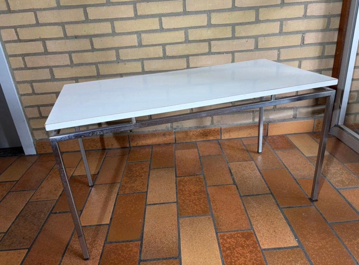 Vintage witte Stiemsma salontafel RVS formica staal.691, Ophalen