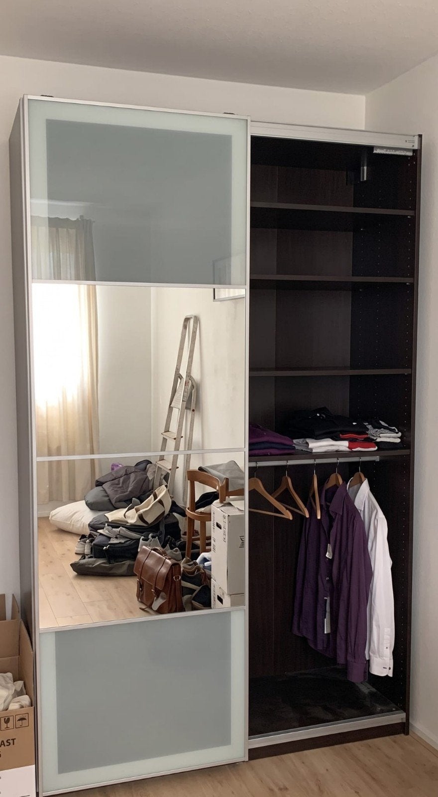 IKEA PAX kledingkast met schuifdeuren (zwart), 200 cm of meer, Ophalen of Verzenden, Zo goed als nieuw, 200 cm of meer