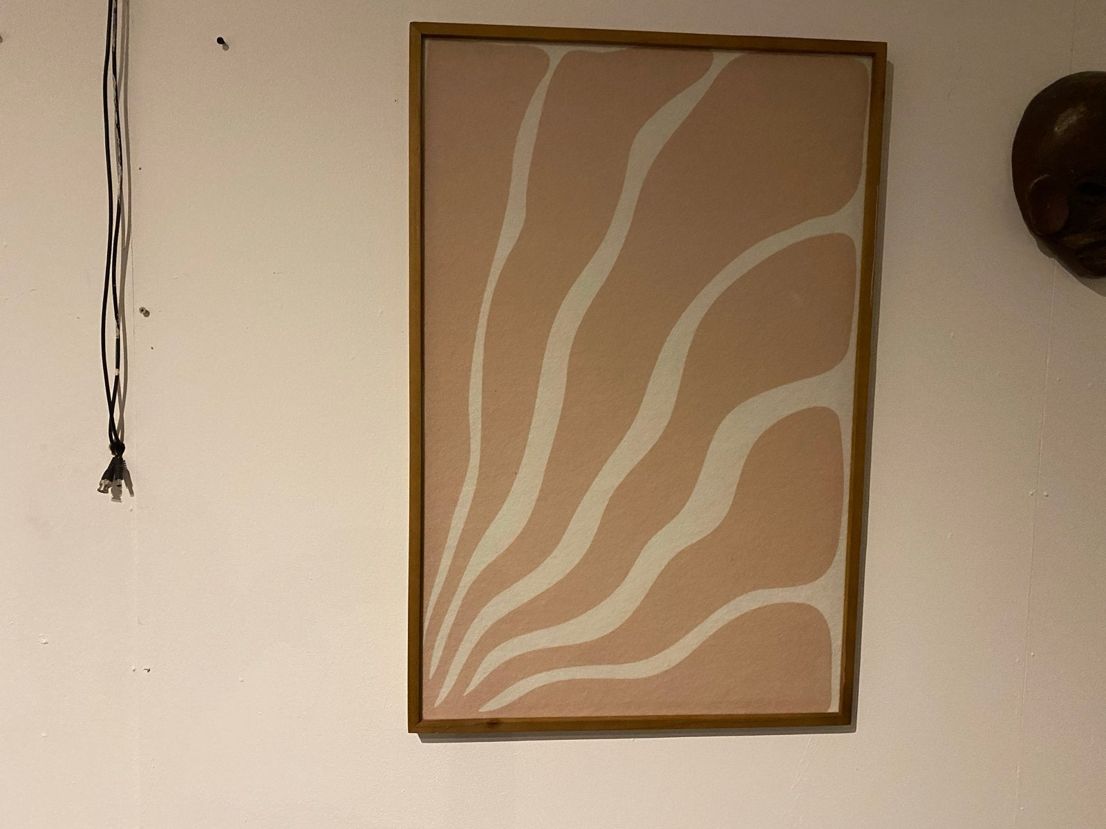 Wanddecoratie Philly 90x60 taupe organische vormen, Schilderij, Hout, Nieuw, Modern